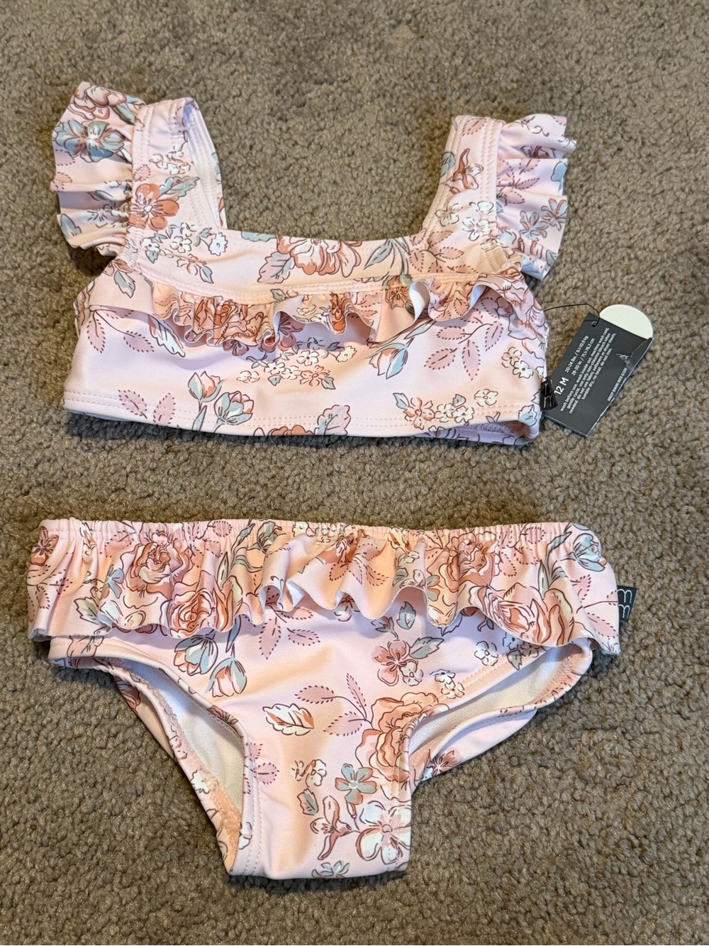 Modern Moments by Gerber girls 12M Floral Ruffle Bikini Swimwear